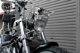 ビンテージトライアングルヘッドライト(オールメッキ)クリアーレンズ仕様+各種ステーSET