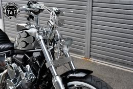 ビンテージトライアングルヘッドライト(オールメッキ)クリアーレンズ仕様+各種ステーSET