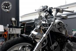 ビンテージトライアングルヘッドライト(オールメッキ)クリアーレンズ仕様+各種ステーSET