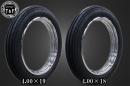 250TR　お買い得!!　unilli(ユナリ)ビンテージタイヤ前後SET(19&18インチ)BK