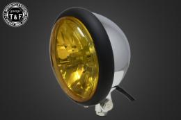 5.75インチLEDバルブベーツライト(マットブラックリム/メッキボディ)イエローレンズ仕様