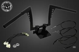 レブル250(2017〜2019年)ABS非搭載モデル　極太バットマンハンドル　10インチ(ブラック)&ワイヤーセット