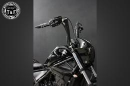 レブル250(2017〜2019年)ABS搭載モデル　極太バットマンハンドル　14インチ(ブラック)&ワイヤーセット